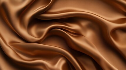 Fototapeta premium Soft brown silk fabric backdrop with elegant waves and smooth texture, ideal for luxurious fashion and romance-themed designs
