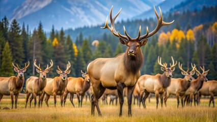 Wildlife Harmony: Deer Herd in Natural Habitat