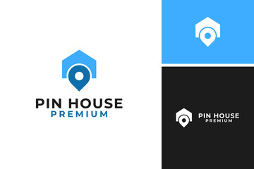 House and pin logo design vector template illustration idea