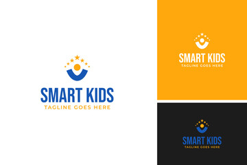 Naklejka premium Vector of smart kids logo design vector template illustration idea