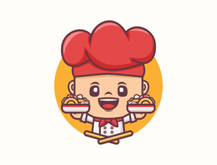 Ramen chef mascot design. Food logo template