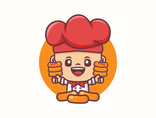 Tteokbokki chef mascot design. Food logo template