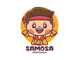 Samosa chef cartoon mascot design