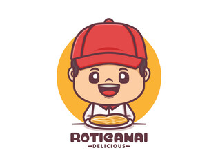 cute cartoon mascot design with roti canai