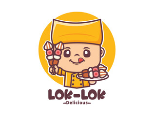 lok lok chef cartoon mascot design in yellow uniform