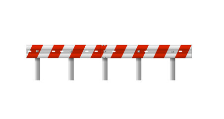 Metallic road barrier fence. 3d roadblock for safety on highway. Metallic road barrier fence. Vector