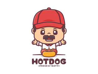 cute cartoon mascot design with hot dog