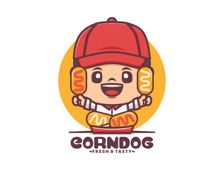 cute cartoon mascot design with corn dog