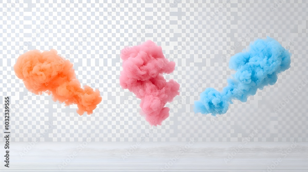 Leinwandbilder vibrant smoke plume in dynamic colors billowing upward in delicate ethereal layers isolated on a tra