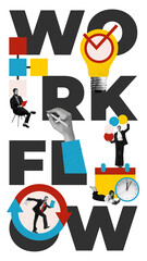 Smooth processes and well-organized tasks help teams reach objectives efficiently. Clear communication and prioritization. Contemporary art collage. Vertical layout. Concept of business, workflow