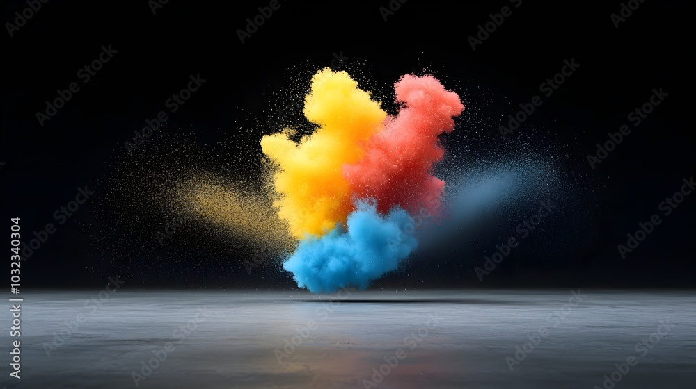 Fototapete Striking multicolored smoke plume with subtle gradients floating freely in a transparent studio background creating an ethereal and visually captivating design element for modern creative projects