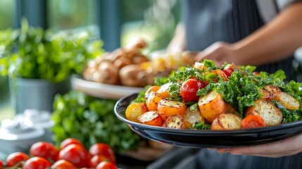 Homemade farm to table meal featuring roasted root vegetables and fresh seasonal greens highlighting the natural flavors and nutritional benefits of locally sourced organic produce