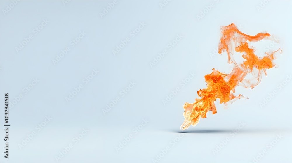 Poster Mesmerizing display of vivid fiery flames dancing and glowing with intense heat isolated on a clean white background  Perfect for adding a sense of energy motion