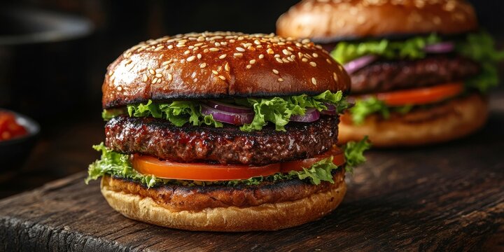 Plant based vegan burgers, plant based meat concept, Generative AI