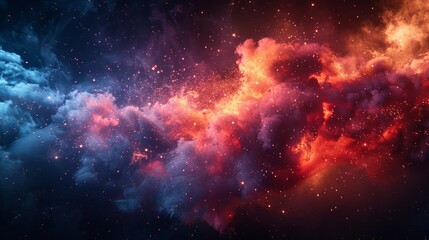 Fototapeta premium A vibrant and cosmic nebula with swirling clouds of gas and dust, illuminated by distant stars.