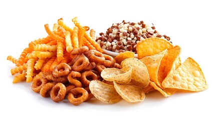 A Snack on White Background - a delicious and inviting visual. The snack placed on a pure white backdrop creates an appealing and mouthwatering scene.