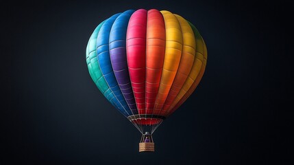 Naklejka premium Colorful hot air balloon isolated on black background.