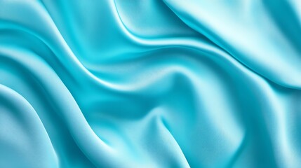 Fototapeta premium Smooth, rippled sky blue satin fabric with a luxurious texture, perfect for elegant fashion and decoration