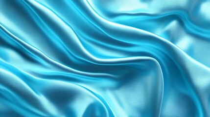 Fototapeta premium Smooth, rippled sky blue satin fabric with a luxurious texture, perfect for elegant fashion and decoration