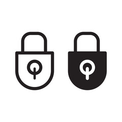 set icon lock security safety safeguard object closed vector.