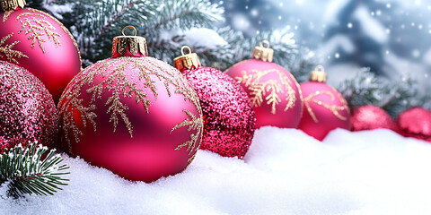 Holiday decorations. Festive Christmas decorations in vibrant colors, New Year celebrations