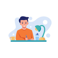 Study work at home flat vector image