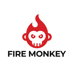 fire monkey flat minimalist logo design
