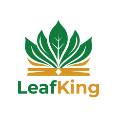 leaf king flat minimalist logo design