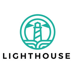 lighthouse flat minimalist logo design