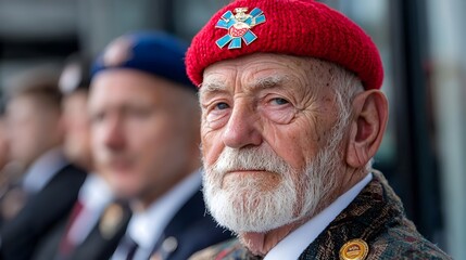 Veteran Soldier Standing Beside Lowered National Flag During Solemn Remembrance Ceremony to Honor Military Service and Sacrifice