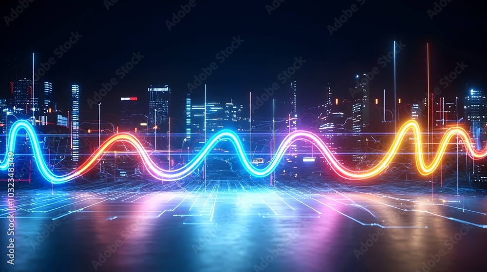 Fototapete vibrant and dynamic electricity lines pulsing with energy in a spectrum of colorful gradients isolat