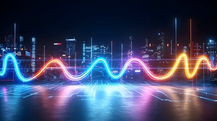 Fototapeta premium Vibrant and dynamic electricity lines pulsing with energy in a spectrum of colorful gradients isolated against a transparent backdrop