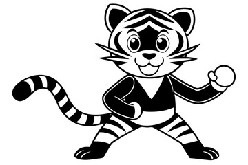 Cute TIGER Peanut  practicing karate. Cartoon vector
