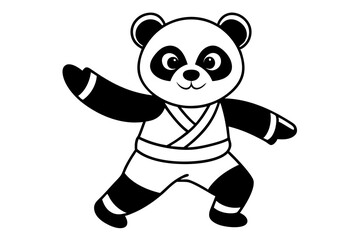 Cute Panda Peanut  practicing karate Cartoon vector