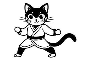 Cute cat  Peanut  practicing karate. Cartoon vecto