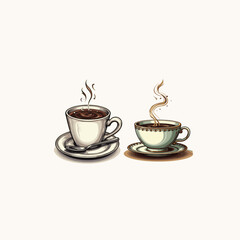 coffee cup vector illustrations white background 