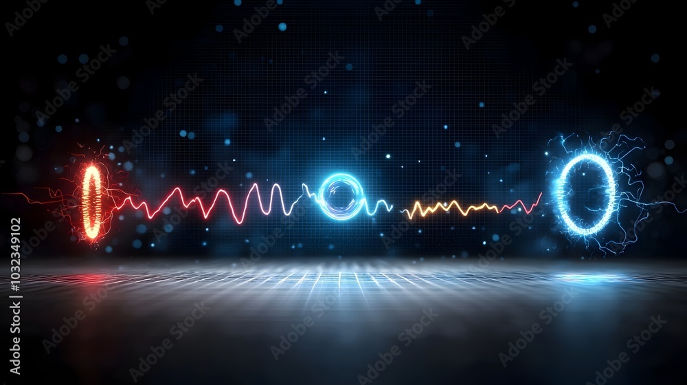 Leinwandbilder colorful electric sparks and energy waves crackling and twisting in bright tones isolated on a trans