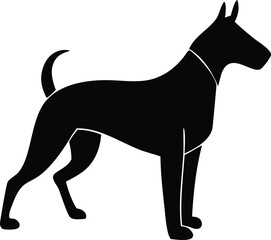 Vector Black dog silhouette vector isolated on a white background