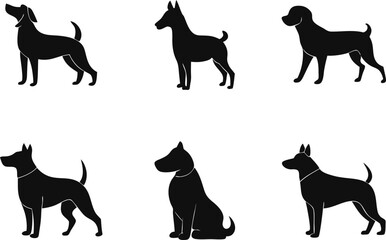 Set of Dog Silhouette vector illustration with a white background