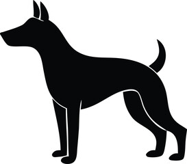 Standing Black Dog Silhouette vector illustration on white background