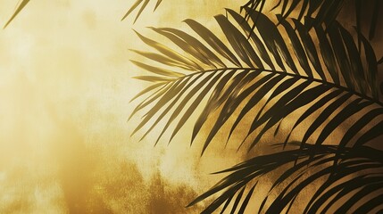 Obraz premium vintage hand-drawn illustration with golden paint of palm branch