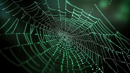 Digital green spiderweb art with a hypnotic effect.