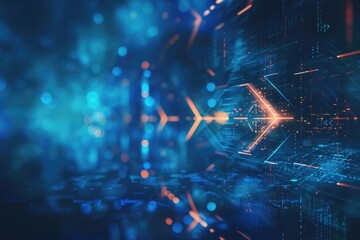 Red arrows on blue background. Abstraction. Geometric figures.