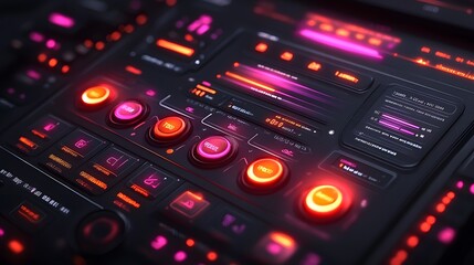 Obraz premium Digital interface with smooth, raised elements and soft gradients, featuring a neumorphic design