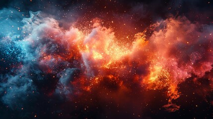 Fototapeta premium Abstract background with vibrant colors and glowing particles.