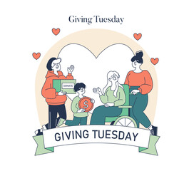 Giving Tuesday. Flat Vector Illustration
