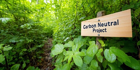 Carbon Neutral Project Sign in Forest Promoting Green Environment