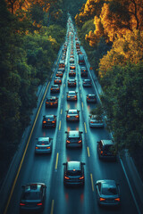 A person practicing lane changes on a busy highway, carefully navigating traffic as part of their training,