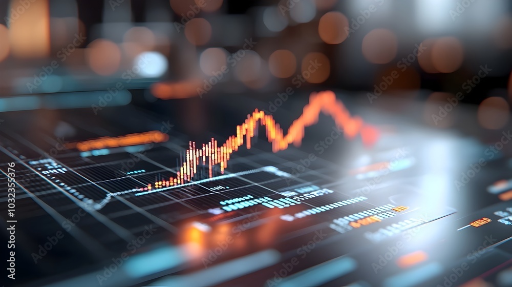 Poster a captivating holographic 3d visualization of a bustling exchange trading floor in a contemporary fi
