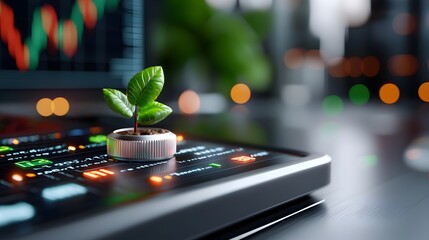 A captivating holographic 3D visualization showcasing a bustling high tech exchange trading floor in a contemporary financial center featuring futuristic data displays a blur of activity and a clean